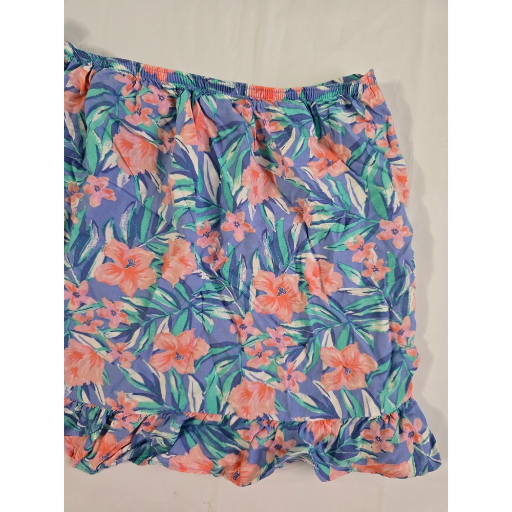 OshKosh B'gosh Girls Blue Floral Ruffle Faux Wrap Skort Size 12 Tropical Print - Picture 10 of 12
